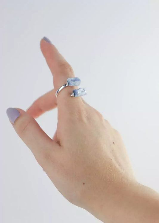 Anel Duo Cianita Azul